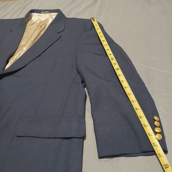 Mens 48R Navy Gold 2 Button Blazer Sport Coat Johnny Bench MVP USA Preppy Formal - Picture 10 of 15
